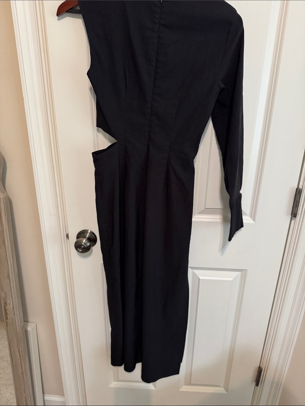 Zara Black Asymmetrical one sleeve Twist-Detail Maxi Dress small - Picture 4 of 6